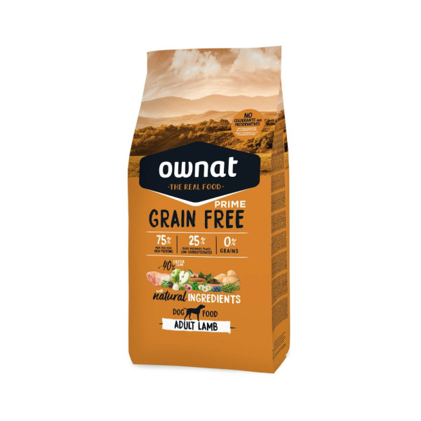 OWNAT PRIME Grain Free Adult sans céréales à l'agneau pour chien adulte 12kg