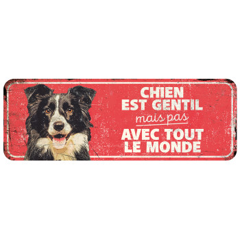 Panneau d'avertissement pour collie - 40x13x0,3cm