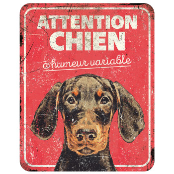 Panneau d'avertissement pour dobermann - 25x20x0,3cm