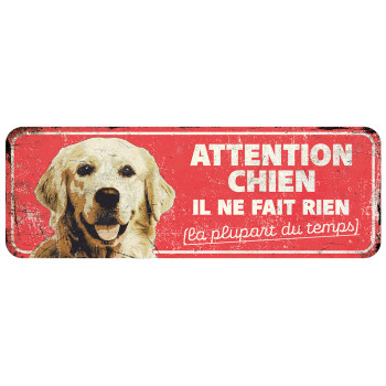 Panneau d'avertissement pour golden retriever - 40x13x0,3cm