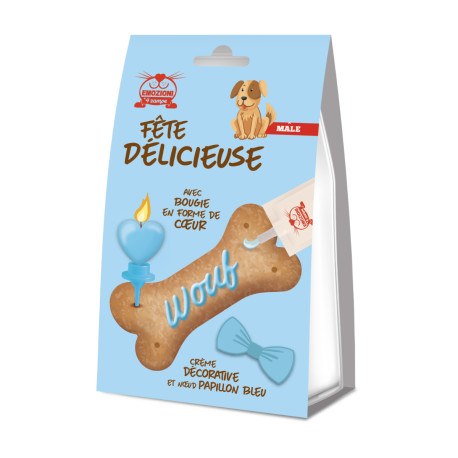 Bone-shaped birthday cookie for dog Male