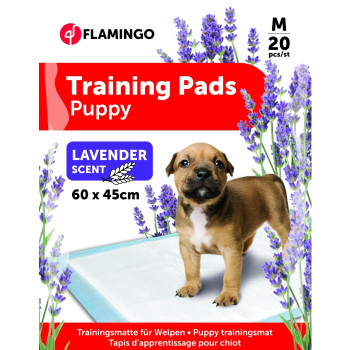 Tapis d'entrainement pady blanc à la lavande pour chiots - M - 20 piéces - Flamingo