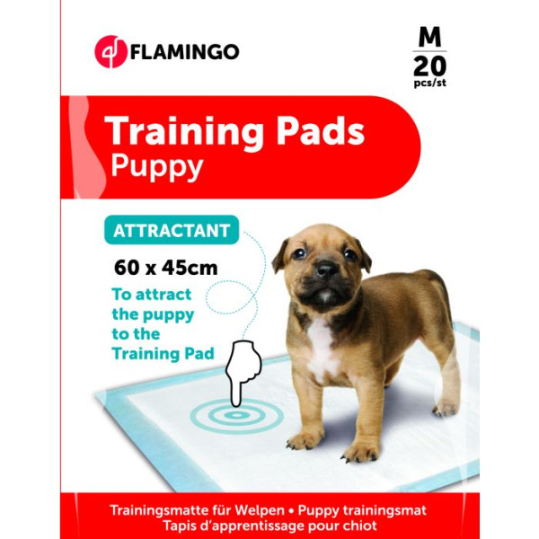 Tapis d'entrainement pady blanc avec attractant pour chiots - M - 20 piéces - Flamingo