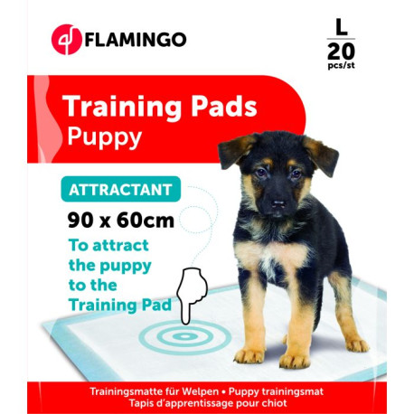 White Pady Training Mat with Puppy Attractant - L - 20 Pieces - Flamingo