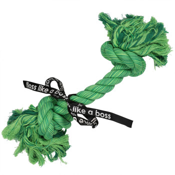 Corde en coton avec deux noeuds tressée pour chiens - vert - 40cm