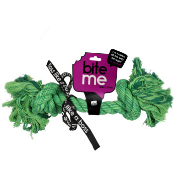 Cotton rope with two braided knots for dogs - green - 40cm