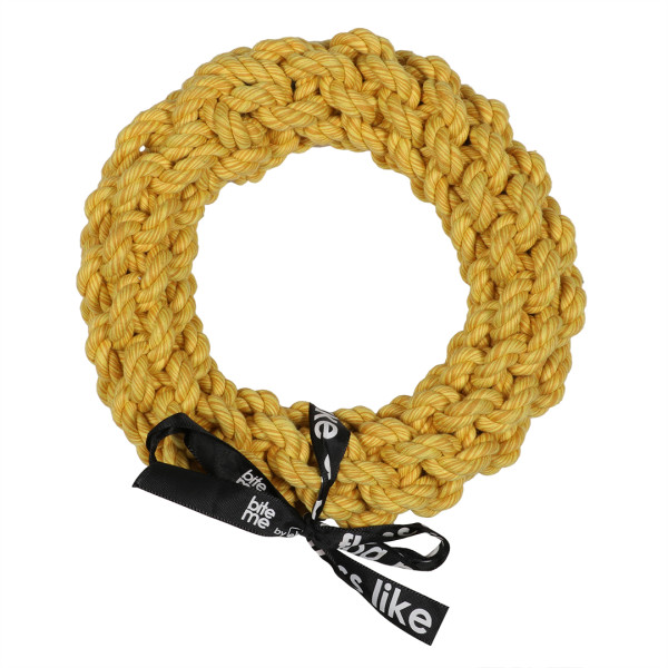 Braided Cotton Ring for Dogs - Yellow - Da Chain - 18cm