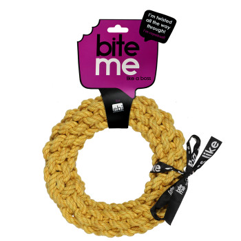 Gevlochten Katoenen Ring voor Honden - Geel - Da Chain - 18cm