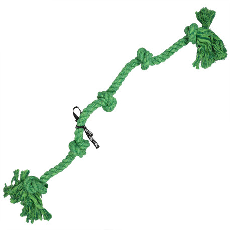 Cotton Rope with Five Braided Knots for Dogs - Green - Floss - 120cm