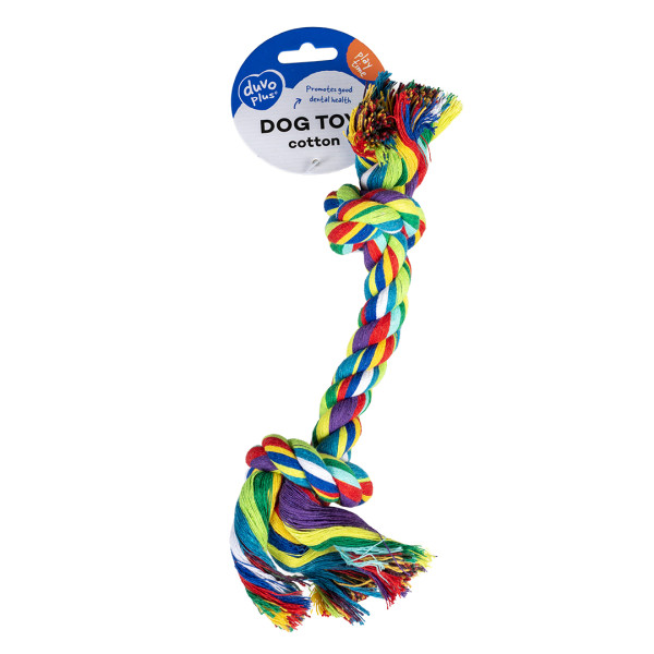 Corde en coton avec deux noeuds pour chiens - 37cm