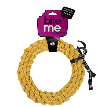 Anneau en coton tressée pour chiens - jaune - Da Chain - 28cm