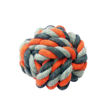 Balle en coton pour chiens - gris/orange - 8cm