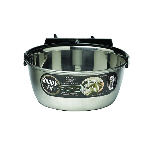 Snap-y Fit Stainless Steel Food Bowl - 950ml - MidWest