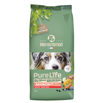 Crocchette senza cereali per cani Medium Adult Pure Life Flatazor Pro Nutrition 12kg