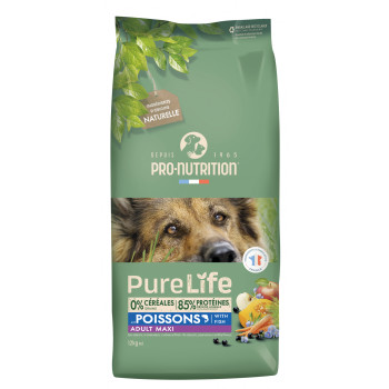 Croquettes sans céréales pour chien Maxi Adult Pure Life Flatazor Pro Nutrition Sac 12 kg