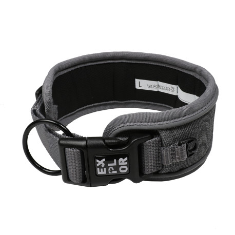 Explor ajuste de control collar clásico de seguridad plateado reflectante L - 45-51cm