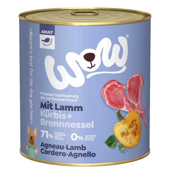 Adult Lam 800g - Natvoer voor honden - Wow