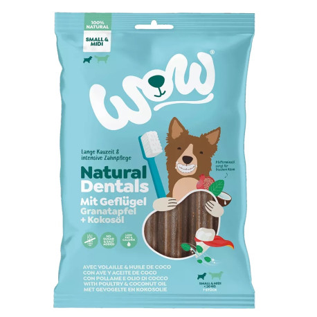 Dientes naturales con ave y granada 180g - Pequeño y Mediano - Golosina dental saludable - Wow