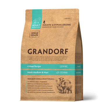 4 Vlees 1kg - Adult Medium en Maxi - Grandorf