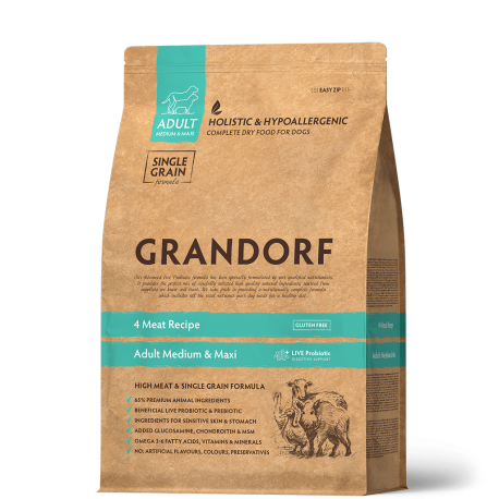 4 Vlees 1kg - Adult Medium en Maxi - Grandorf