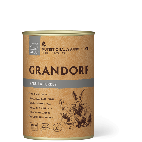 Konijn en Kalkoen 400g - Adult - Natvoer - Grandorf