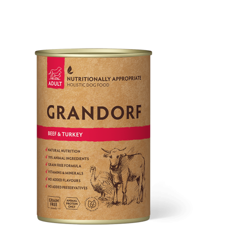 Rundvlees en kalkoen 400g - Adult - Natvoer - Grandorf