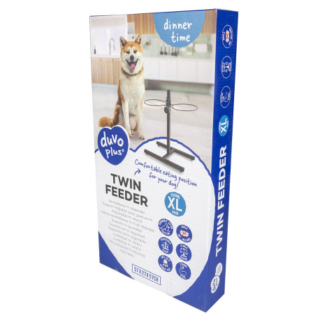 Twin feeder support pied en h noir 2830ml - XL - 52CM - 2xØ24cm