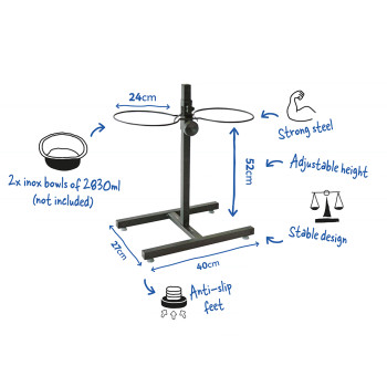 Supporto per doppia mangiatoia piede in h nero 2830ml - XL - 52CM - 2xØ24cm