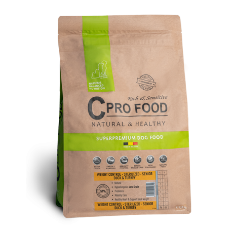 Adult Weight Control with Duck and Turkey 10kg - Kibble for Senior or Sterilized Dogs - CproFood