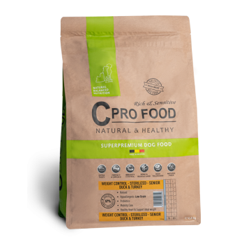 Control de Peso Adulto con pato y pavo 2,5 kg - Croquetas para perros senior o esterilizados - CproFood