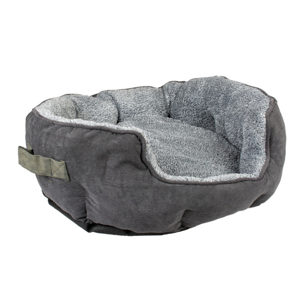 Oval Corduroy Ash Basket Black/Grey L - 76x58x24cm