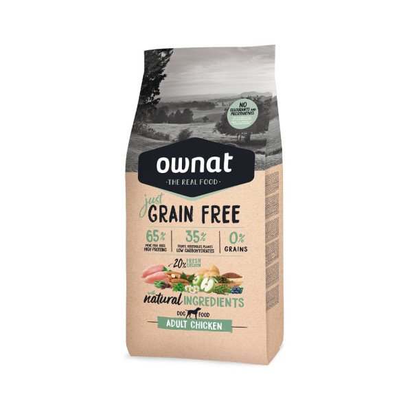 OWNAT Just Grain Free Adult sans céréales au poulet pour chien adulte 14kg