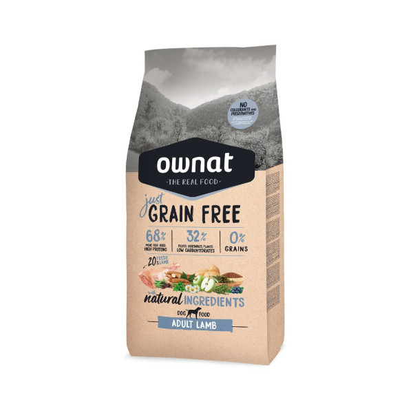 OWNAT Just Grain Free Adult Grain Free Lamb Grains voor volwassen hond 14kg