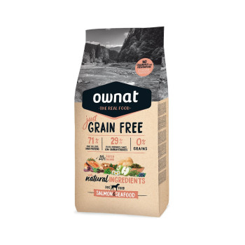 OWNAT Just Grain Free Adult getreidefrei mit Lachs & Meeresfrüchten für erwachsene Hunde 3kg