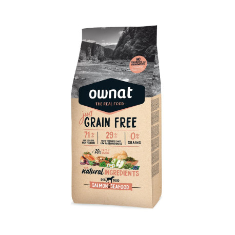 OWNAT Just Grain Free Adult getreidefrei mit Lachs & Meeresfrüchten für erwachsene Hunde 3kg