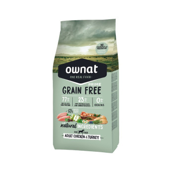 OWNAT PRIME Grain Free Adult sin cereales con pollo y pavo para perro adulto 3 kg