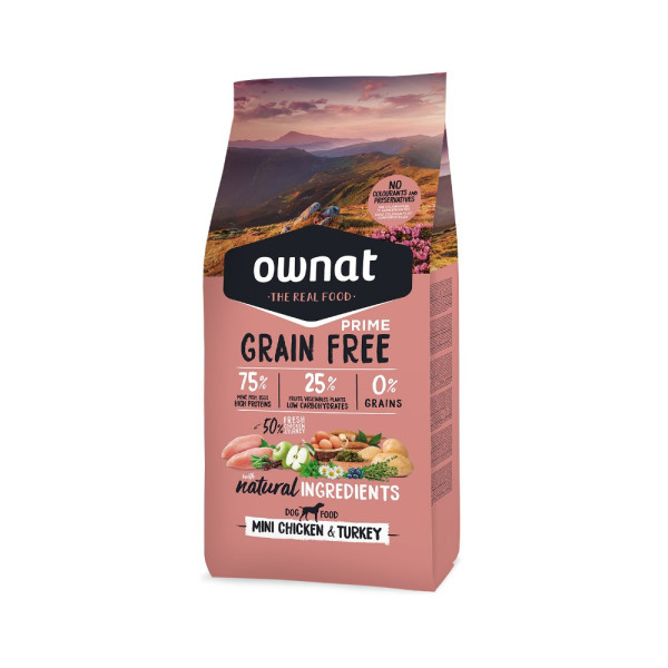 OWNAT PRIME Grain Free Adult Mini Grain-Free Chicken & Turkey for Small Adult Dog 3kg