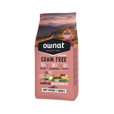 OWNAT PRIME Grain Free Adult Mini sans céréales au poulet & dinde pour petit chien adulte 3kg