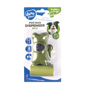 Distribuidor de bolsas para excrementos de perro en forma de hueso verde - 2x20uds