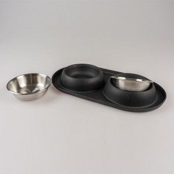 Dinner set anti-spill black rubber - 2x420ml - Ø14,3cm