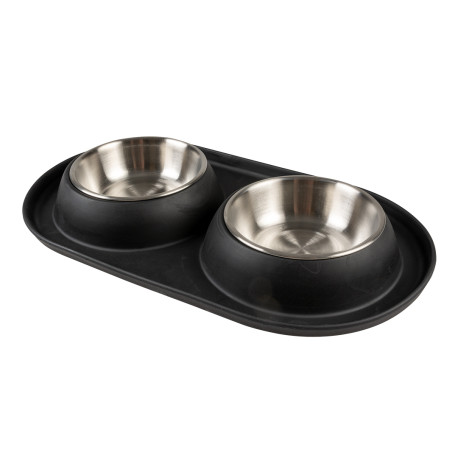 Dinner set anti-spill black rubber - 2x420ml - Ø14,3cm